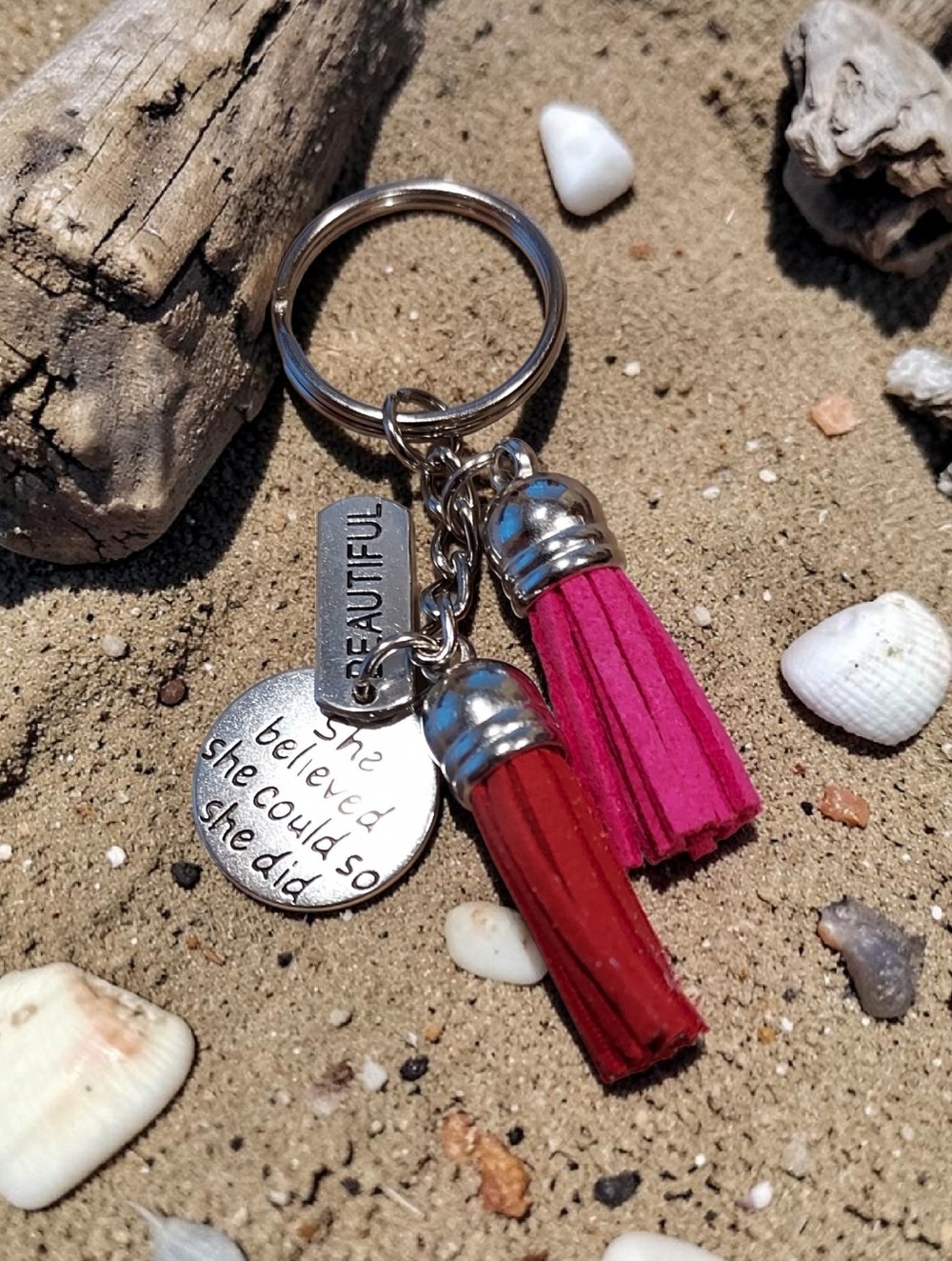 "She Believed She Could So She Did" Tassel Keychain